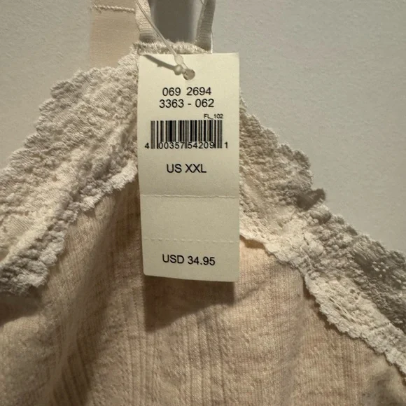NWT AERIE Beige Lace Trim Crop Tank Top - Picture 2 of 5